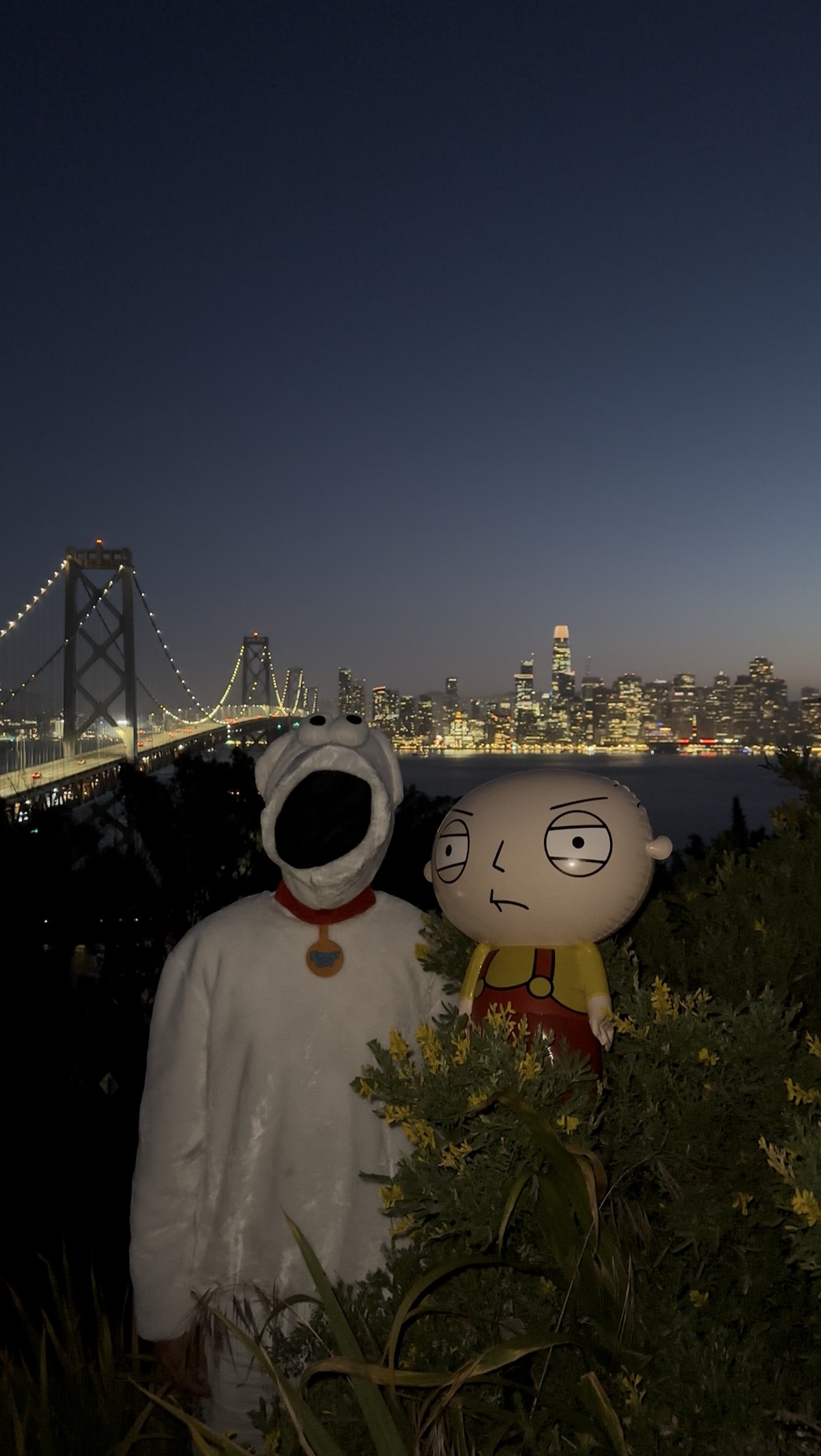 Crungology American Gothic parody with inflatable balloon baby